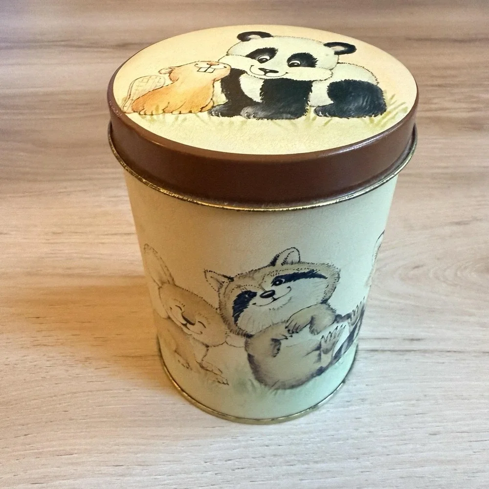 Vintage 80's Wildlife Friends Tin Canister